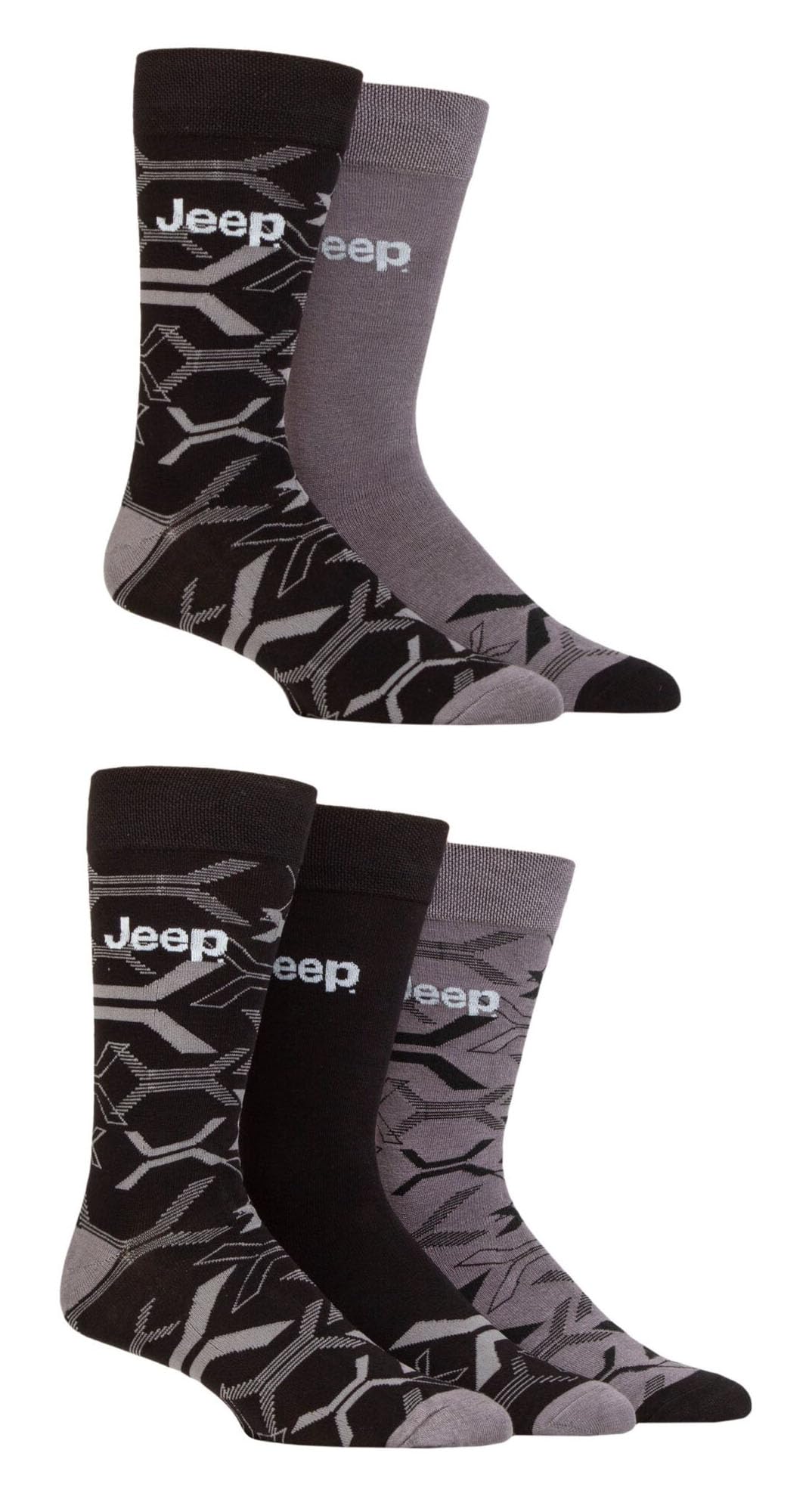 Jeep Men's Black/Charcoal Bamboo Dress Socks 5 Pack Breathable Leisure Socks For Everyday Wear (6-11, )