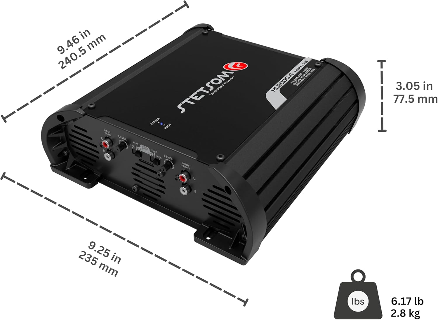 Stetsom HL 2000.4 1 Ohm Multichannel Car Audio Amplifier, HL2000.4 2K Watts RMS, 4 Channel, 1Ω Stable Full Range HD Sound Quality Car Stereo MD Crossover HPF LPF Bass Boost Front Rear Bridge Speakers