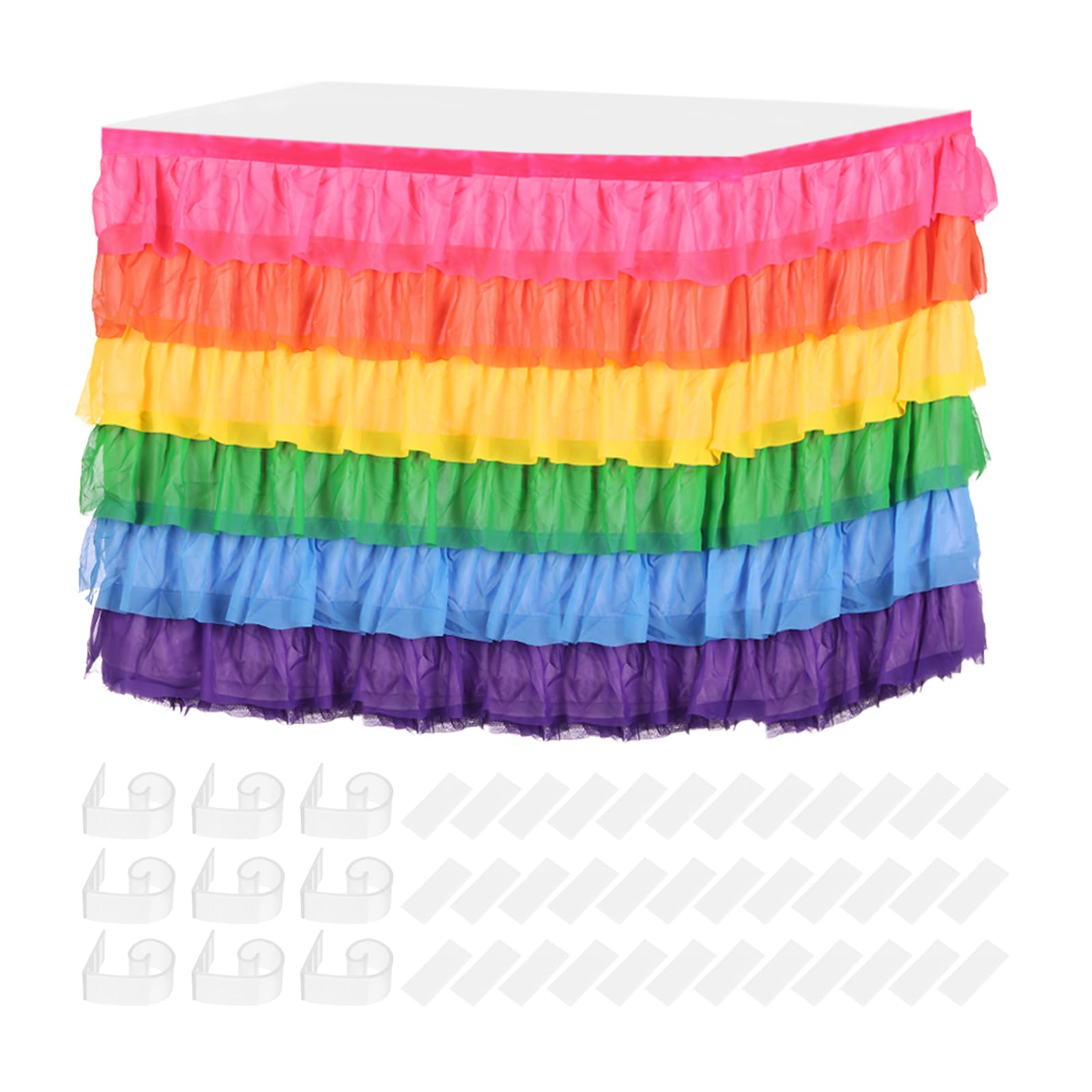 Jupe de table tutu haut de gamme en tulle pastel pour grand buffet
