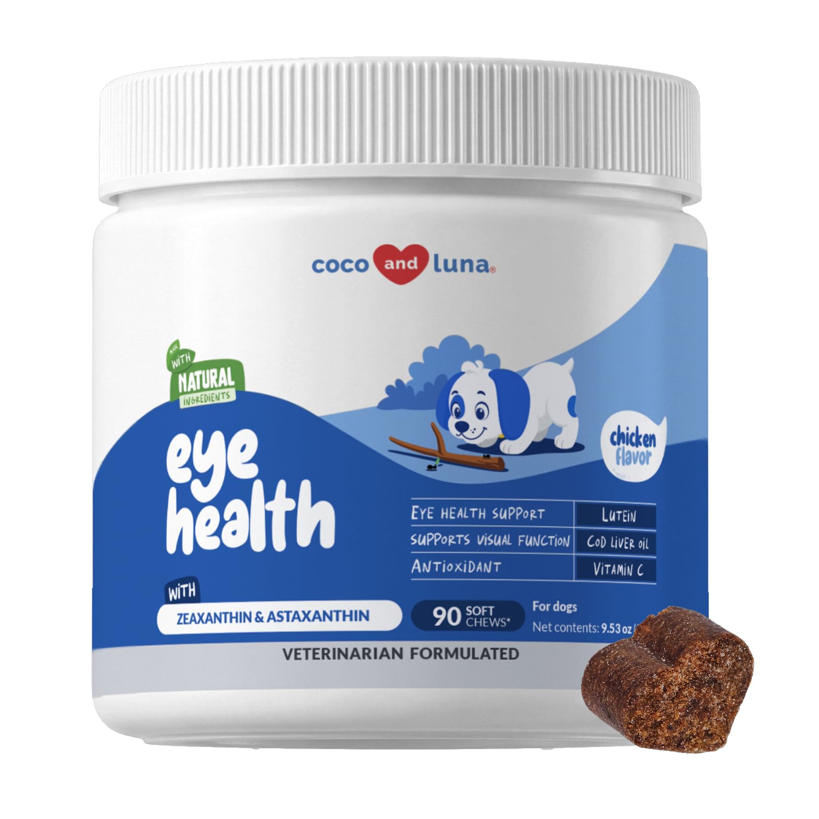 Dog Eye Vision Supplement for Tear Stain, Dry Eye & Antioxidant Support