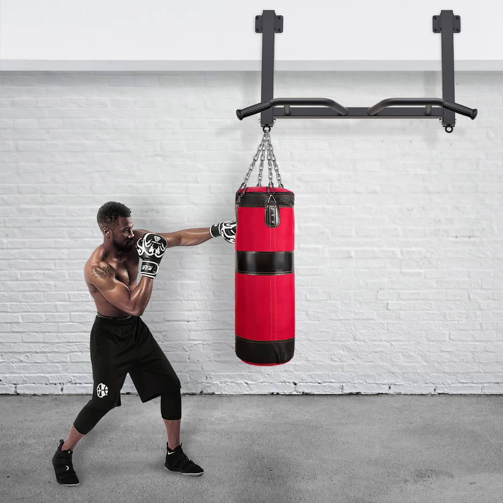 Kipika Multifunktionale Joist Mounted Pull Up Bar, 4 Stufen der Höhenverstellung, Multi-Winkel-Griff, Chin Up Bar Joist Mount, Home Gym Workout Krafttraining Ausrüstung