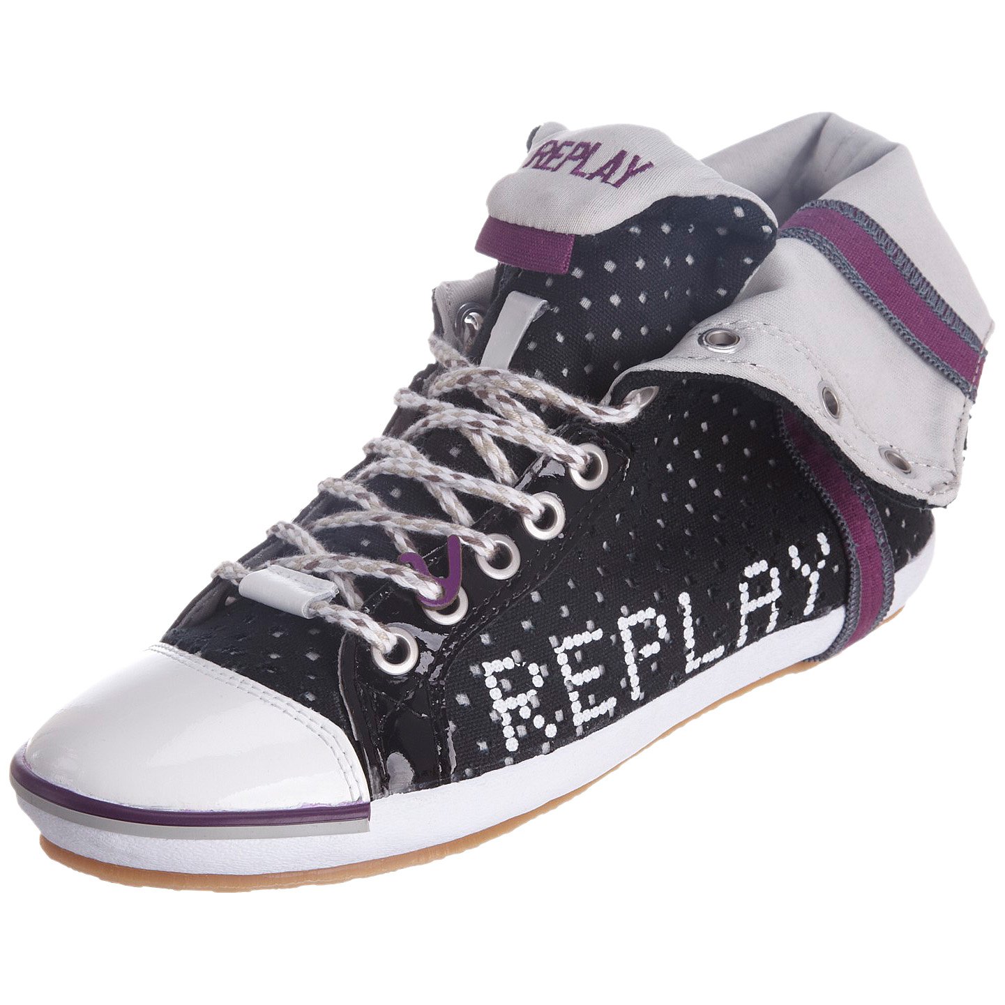 Replay Women's Brooke Perfed Black Lace Up Trainer GWV14.003.C0006T.003 6 UK