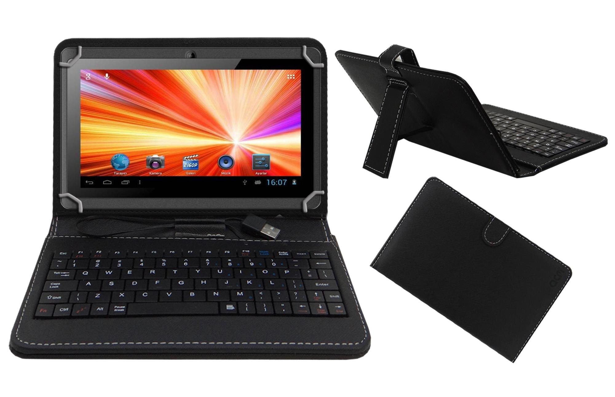 ACM USB Keyboard Case Compatible with Bsnl Champion Wtab 707 Tablet Cover Stand Study Gaming Direct Plug & Play - Black