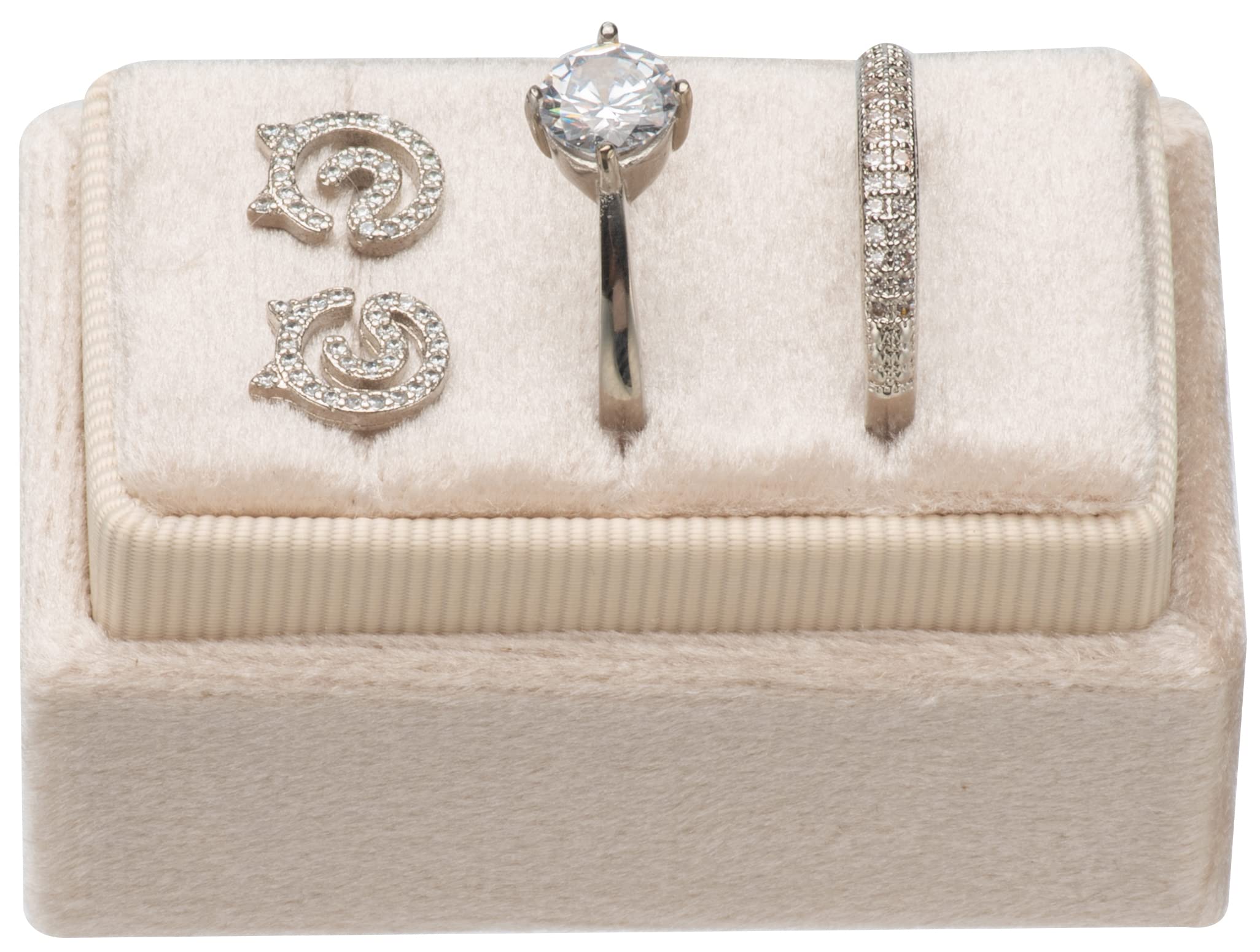 Scatola Anello Ottagonale 3 Fessure Velluto - Per Proposta Matrimonio