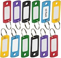 Lucky Line Flexible Colored Plastic Key Tags with 3/4" Split Rings, Assorted Colors, 12-Pack - Durable Organizers (16929)