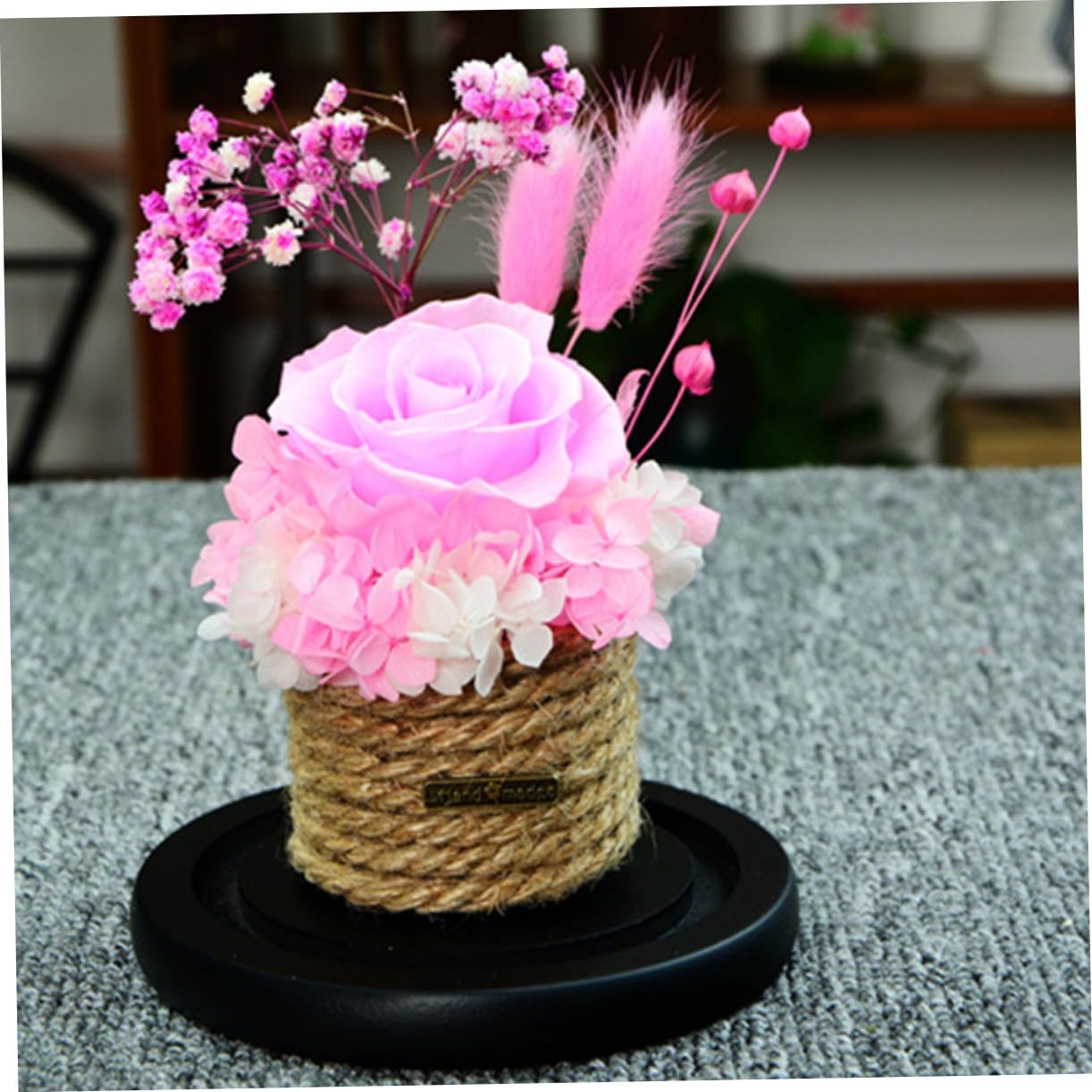 Romantic Preserved Rose Glass Dome Box Elegant Artificial Flower Decoration for Valentine Day Mother Day Christmas Special Occasions Rose Glass Cover