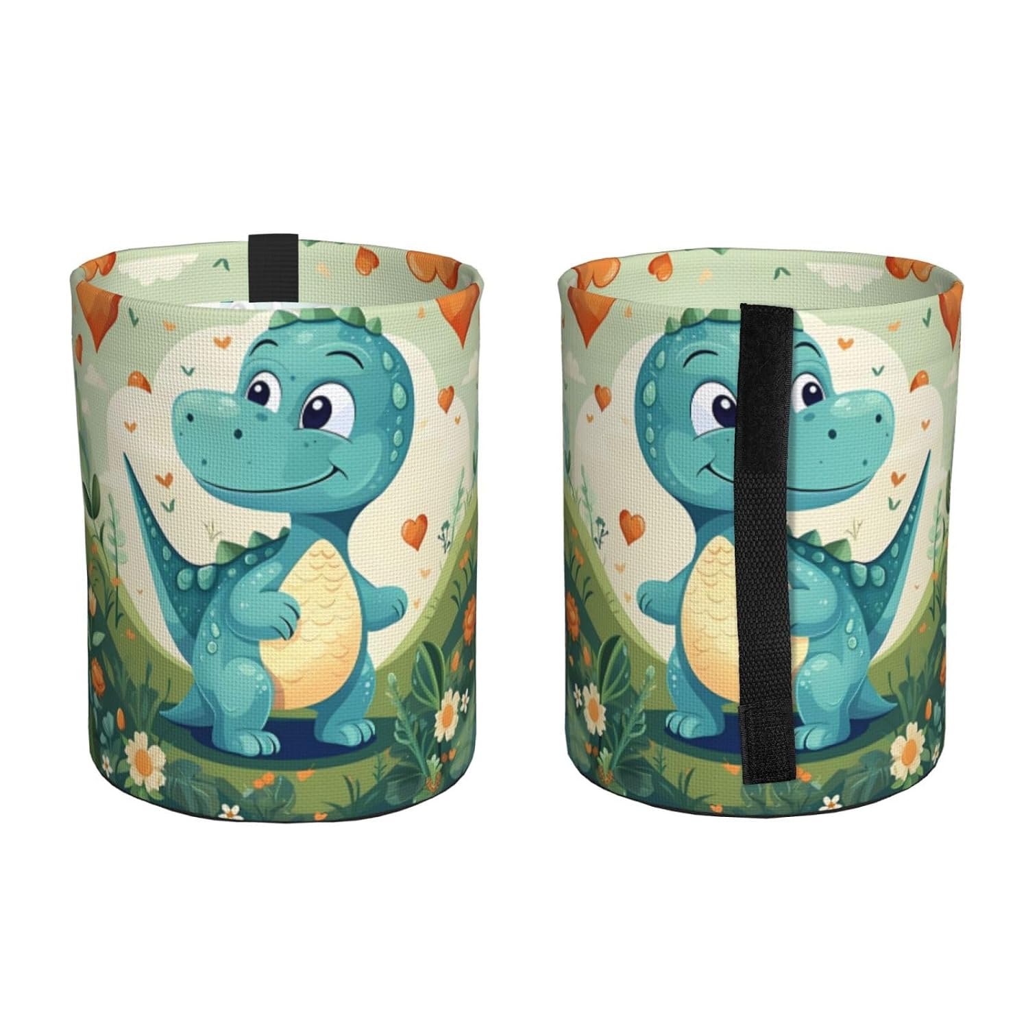 Little Dinosaur in Green Grass Hanging car Trash can, Foldable car Trash can, car Storage Box Accessories, Suitable for Travel SUV Truck Sedan image 2