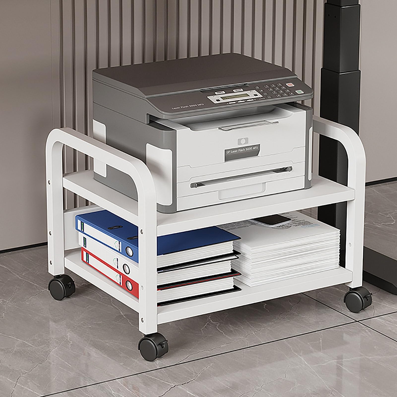 HOFSSI 2-Tier Open Multi-Function Shelf Floor Storage Rack Cart, Multi-Functional Home Media Stereo Stand CD Player for Home/Office