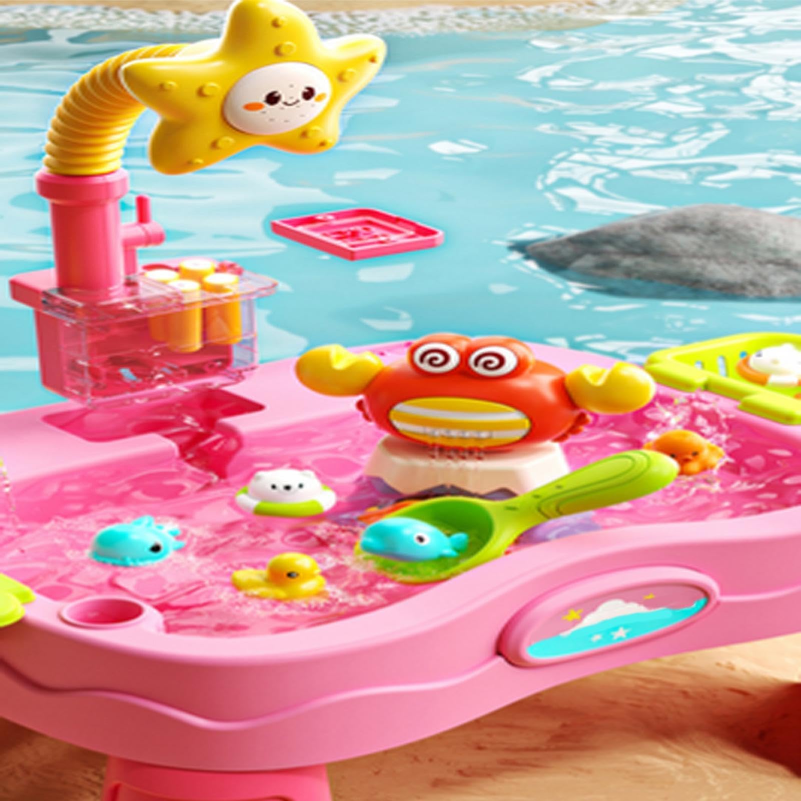 Wasserspieltisch für Kinder Tragbarer verstellbarer Sommerspielzeug mit | Angelspiel-Wasserspieltisch für Outdoor für Garten, Pool, , Terrasse, Balkon, Rasen, Wiese