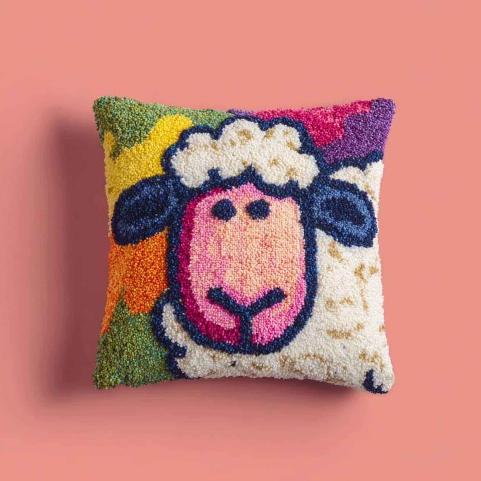 WallustrioaW Latch Hook Cushion Kits for Adults,Cartoon Sheep