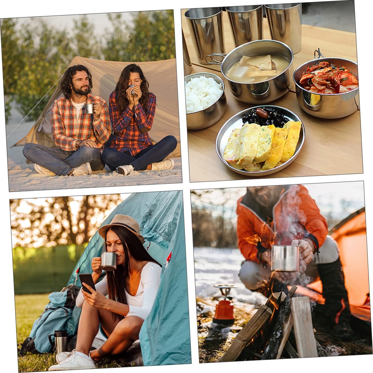 Stainless Steel Mountaineering Barbecue Pot Camping Supplies Cooking for Car Camping