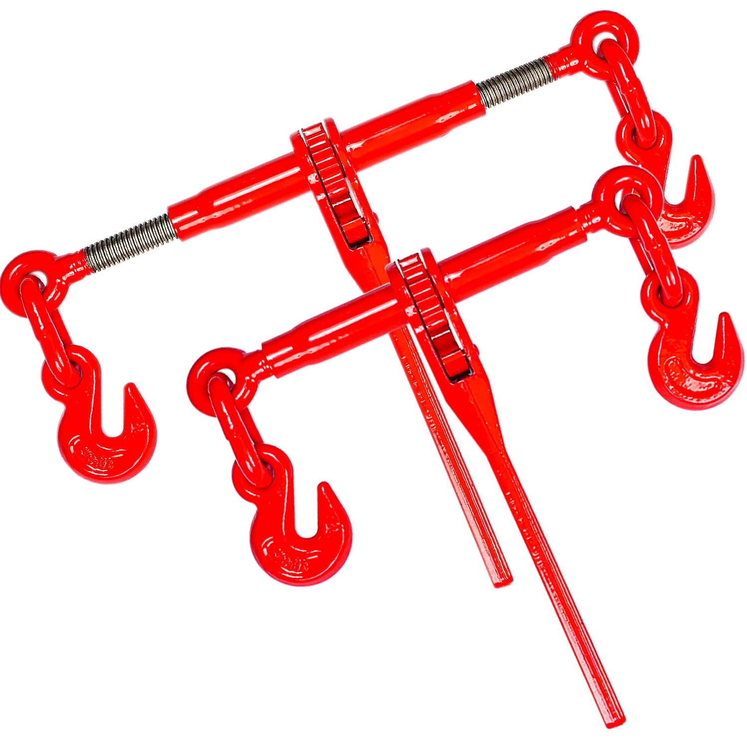 2 Stück 3/8"-1/2"(9.5-12.7mm) Kettenspanner,4170 KG Ratschenspanner für Zurrkette der Güteklasse 70–80，Ladungssicherung