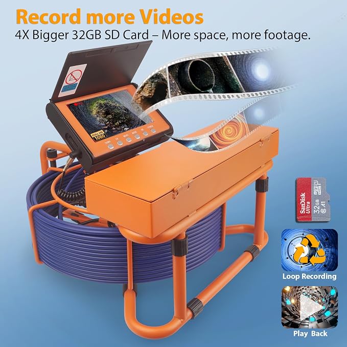 KCapyn sewer camera Cámara de inspección de tuberías con cable de 30m y pantalla de 5 pulgadas miniatura 7
