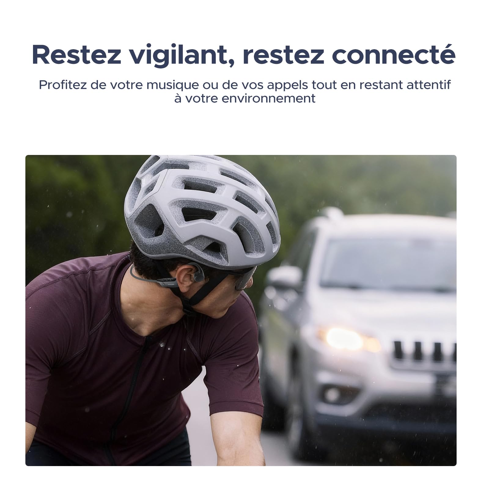 Casque Conduction Osseuse Bluetooth, Design Ouvert Oreilles Libres, IP66 Étanche 10h d'Autonomie Léger 25g, Ecouteur Conduction Osseuse Sport pour Course, Vélo et Entraînement - Noir