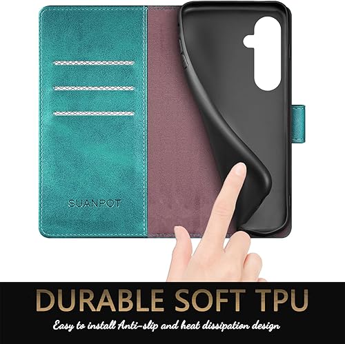Miniatura 7 de SUANPOT Funda tipo cartera para Samsung Galaxy S23 FE con bloqueo RFID, tarjetero de piel sintética con tapa y tapa para teléfono para Samsung S23