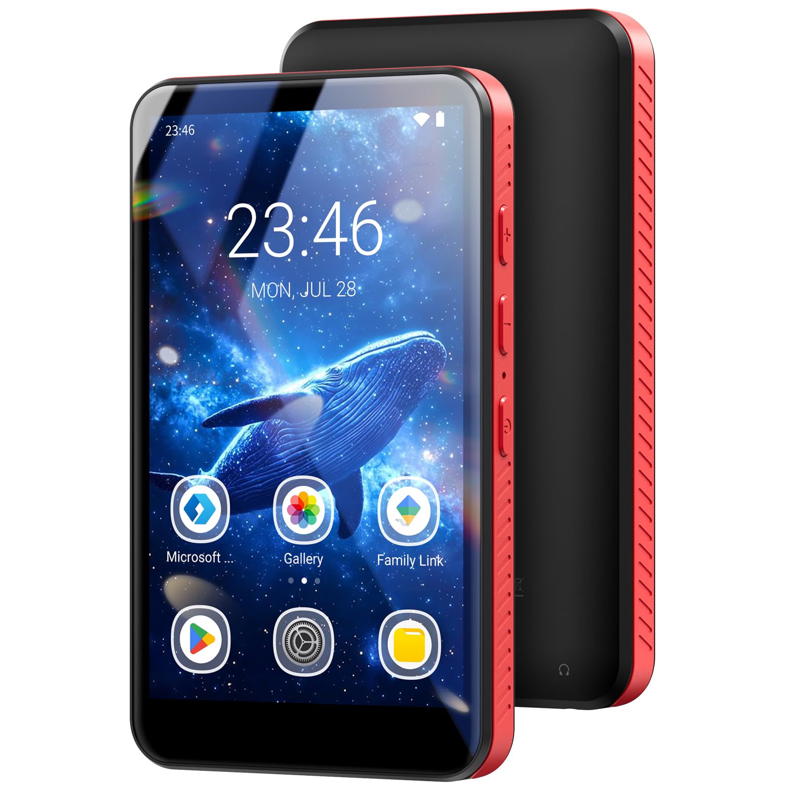 MECHEN 96GB High-Capacity Android MP3 MP4 Player, 4" Touchscreen, Bluetooth + WiFi, Built-in Speaker, Supports Spotify, Amazon Music, Pandora, Audible, Google Play Store Enabled Black-red