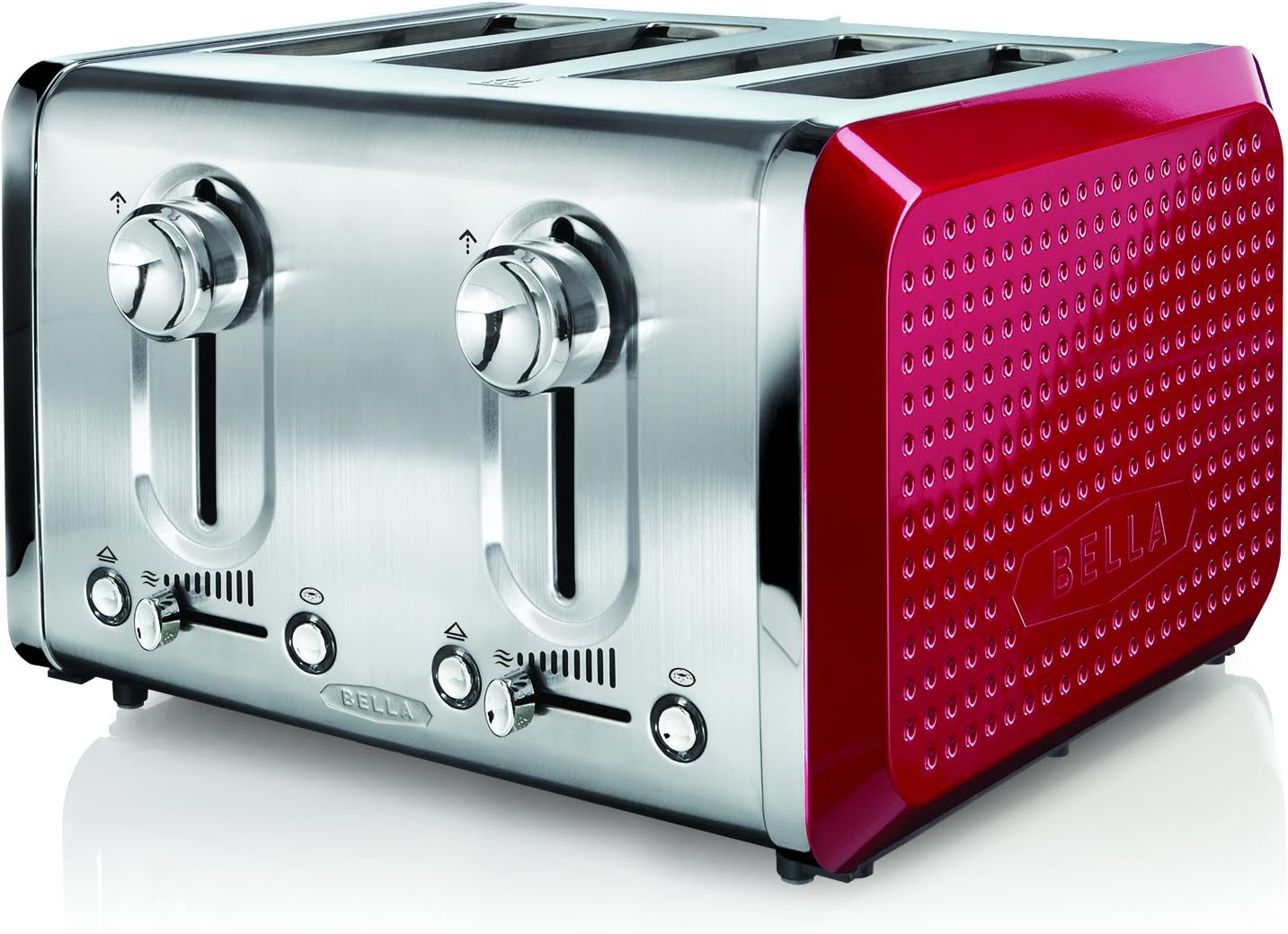 BELLA 13841 Dots Collection 4-Slice Toaster, Red