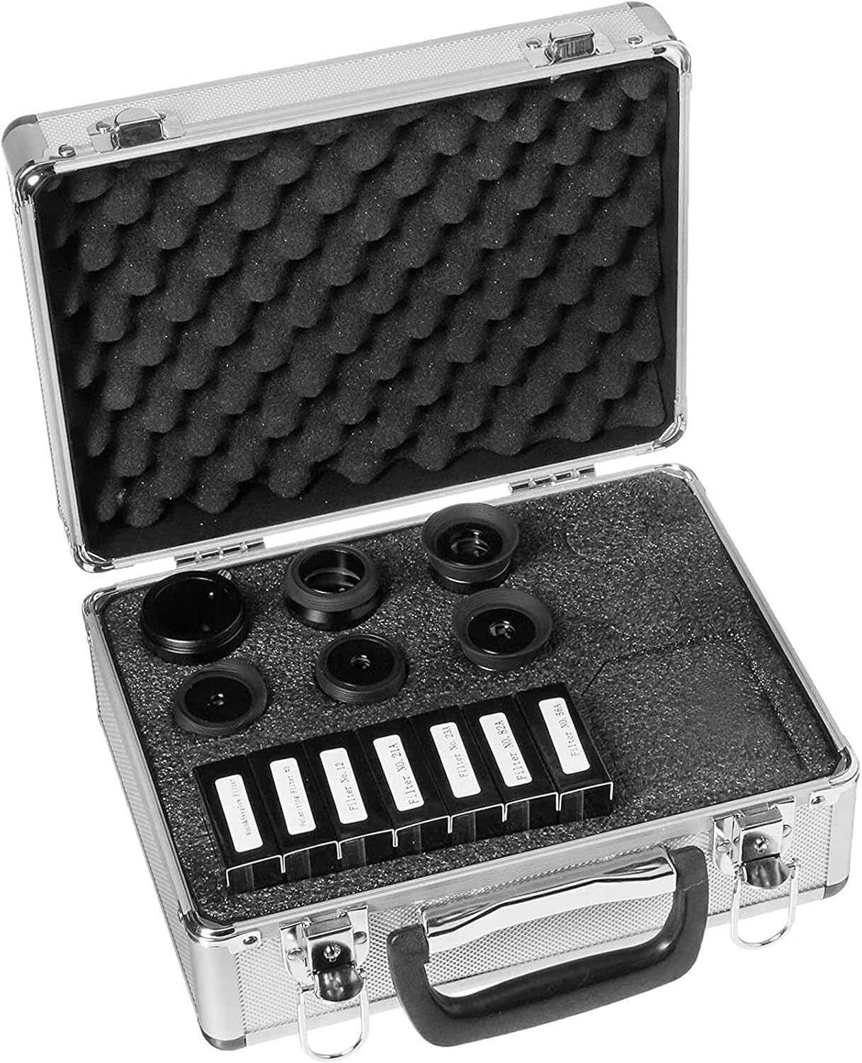 New Deal Gosky 1.25-Inch Premium Telescope Accessory Kit (Silver)- 5pcs Plossl Eyepiece Set, 7pcs Filter Set, 2X Barlow Lens