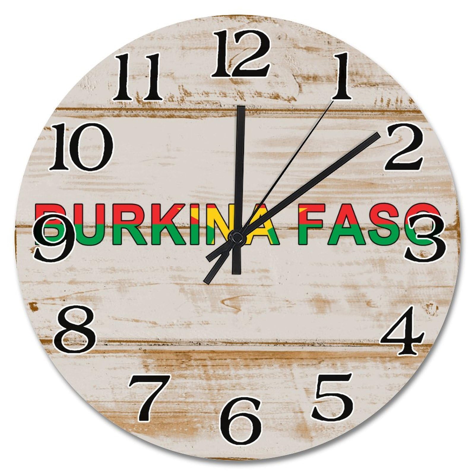 Horloge Burkina Faso vintage silencieuse pour cuisine et salon rétro