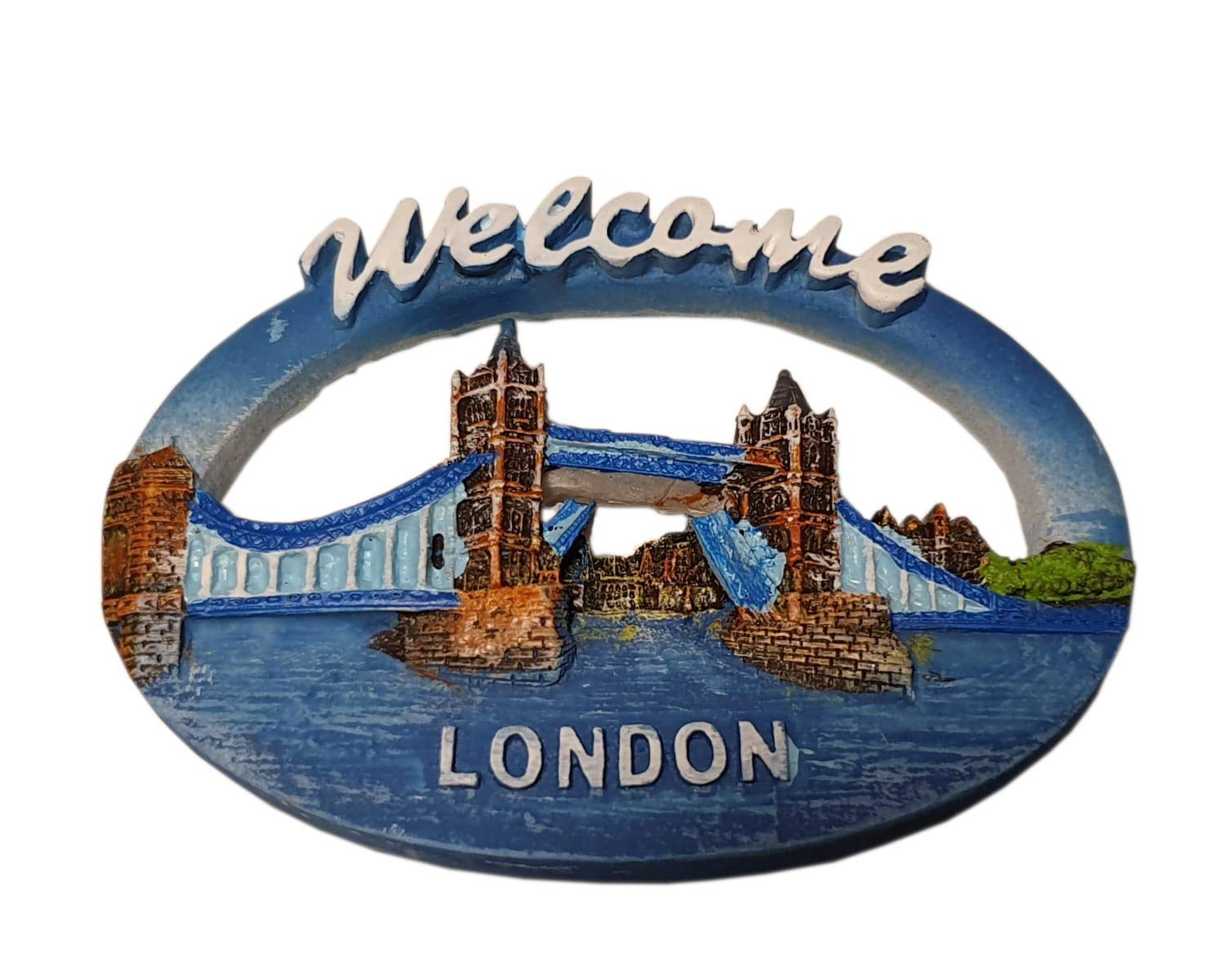 London Magnet Welcome Tower Bridge Poly Souvenir Great Britain, New