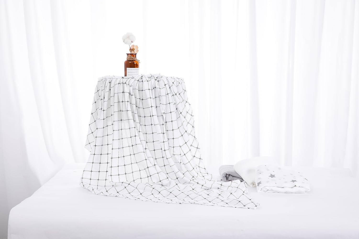 Muslin Swaddle Blankets for Baby Boys and Girls, 4-Pack Breathable and Skin-Friendly Receiving Blanket Wrap, Baby Essentials, Registry & Gift, 47 x 47 inches (Monochrome Doodles)