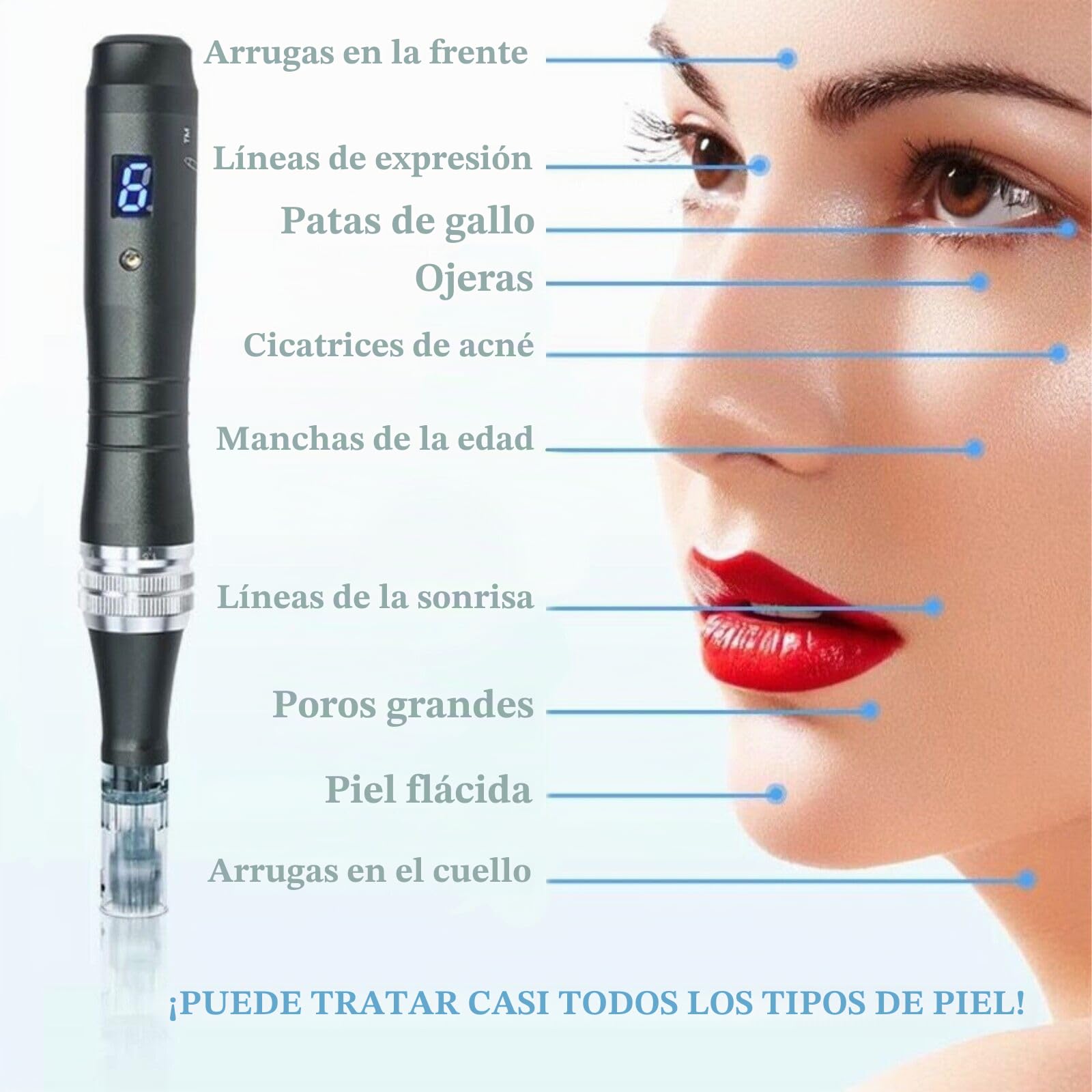 P-Beauty Dr. Pen Dermapen Ultima M8-W - Dispositivo eléctrico de microneedling inalámbrico de 0-2,5 mm, antiarrugas, rejuvenecimiento de la piel, cicatrices de acné, manchas pigmentadas y estimulación