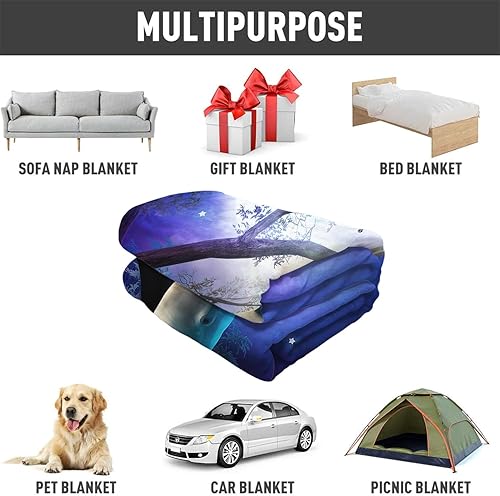 Miniatura 6 de SXCHEN Manta Late Night Forest Blue Whale 2 delfines de 59.8 x 79.5in