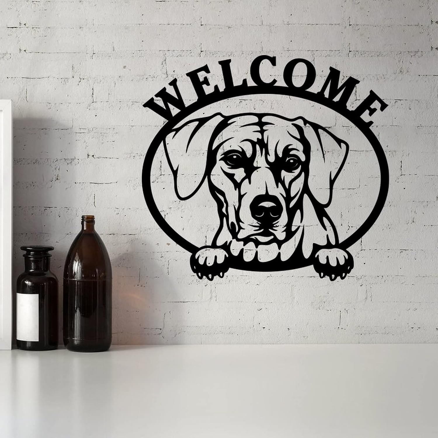 Funlucy Welcome Home Sign Pet Dog Metal Sign Puppy Metal Wall Art Dog Memorial Plaque Metal Animal Lover Sign Custom Dog Mom Gift Outdoor Home Decor 24in
