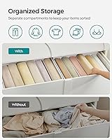 Vista 3 de SONGMICS Juego de 4 organizadores de ropa de armario de gran tamaño, organizadores de cajones plegables de 6 compartimentos con asas, 16.5 x 11.8 x