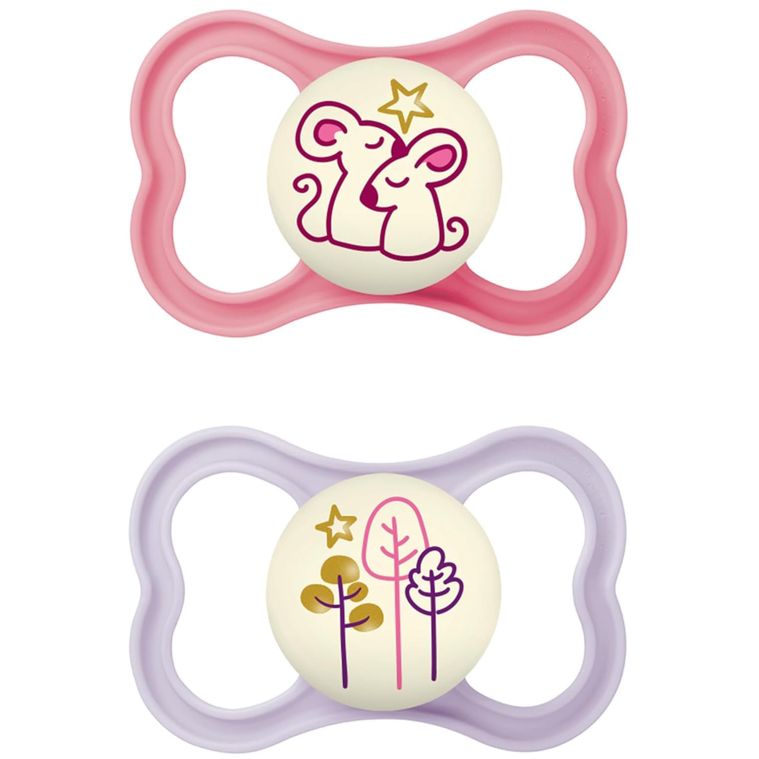 MAM Air Night Soothers, Pink 1, 6+ M Soother