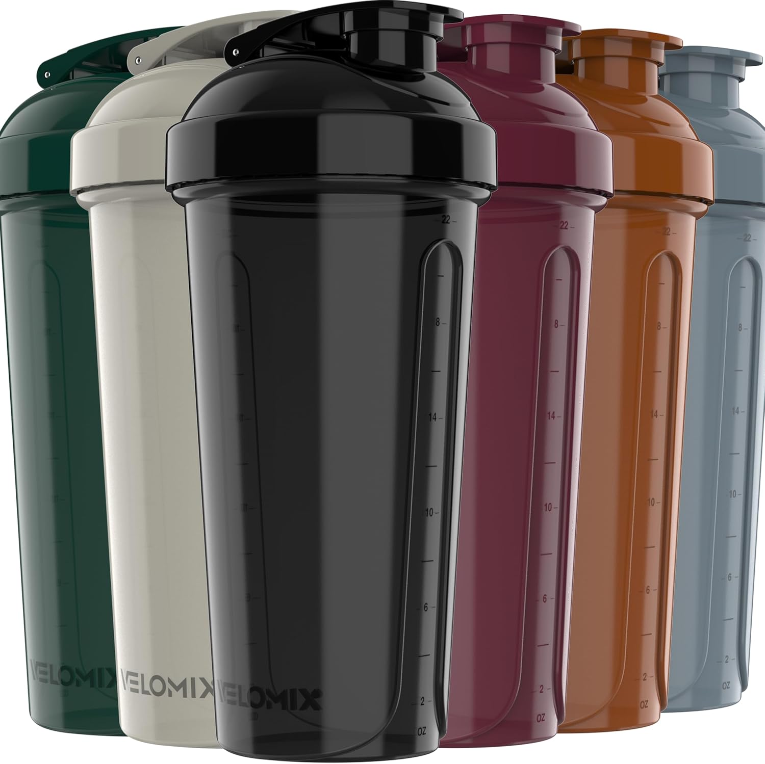 VELOMIX 6 PACK Protein Shaker Bottles for Protein Mixes