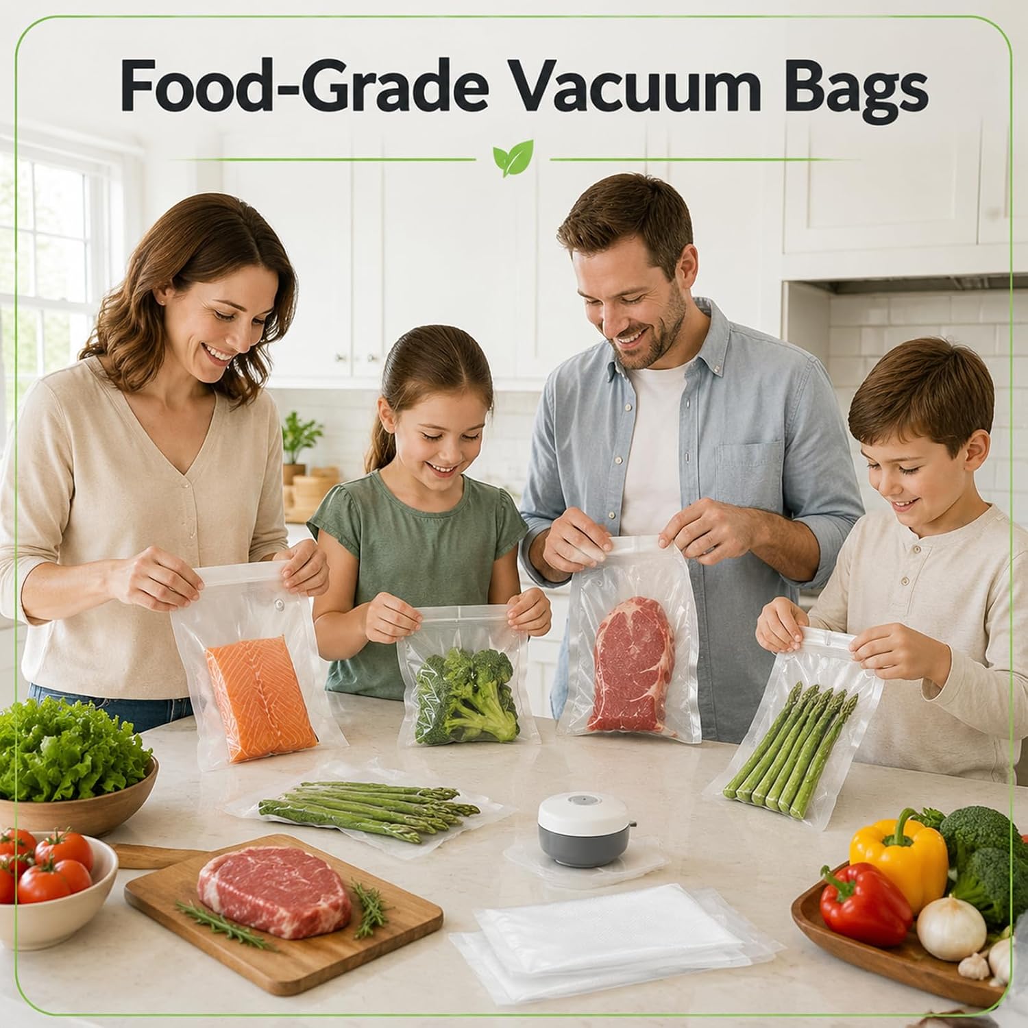 40PCS Vacuum Sealer Bags for Food with Air Valve, 20Large+20Small