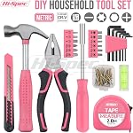 Hi-Spec Jeu d'outils 25pc Ménages roses DIY Kit d'outils pour les femmes. Petit Mini Boîte à outils Set de Starter Basic Ladies Outils