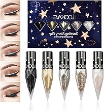 5 Colours Glitter Liquid Eyeliner, Diamond Glitter Eyeliner, Waterproof Eyeliner Set, Liquid Glitter Eyeshadow, Long Lasting Waterproof, for Festival Party Makeup (B)