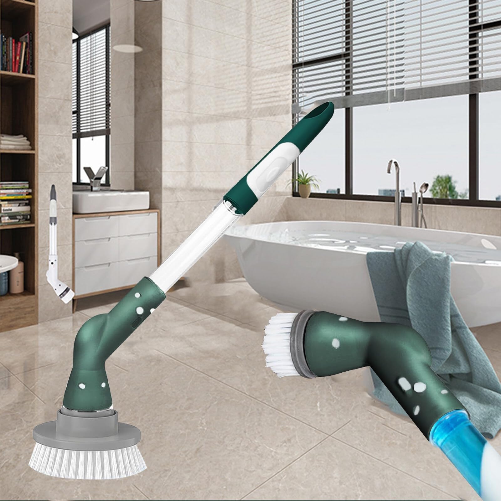 Fregadora Giratoria Eléctrica, Cepillo De Limpieza Eléctrico De Mano Con Cabezales De Cepillo De Taladro Reemplazables, Fregadora Eléctrica Inalámbrica Recargable For Baño, Cocina, Limpieza De Autos