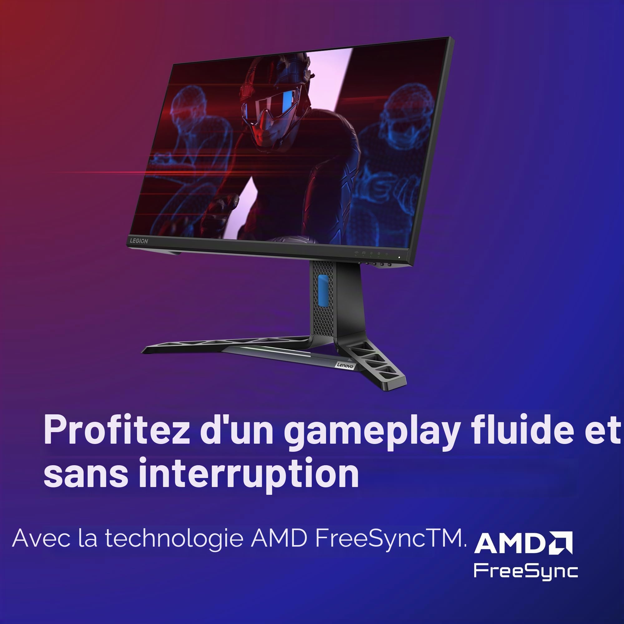 Lenovo Legion R24e Moniteur Gaming 24" FHD (1920 x 1080) IPS 0,5 ms 180 Hz Réglable AMD FreeSync, HDMI 2.1 (Mode Console) et DP Câble HDMI inclus - Raven Black