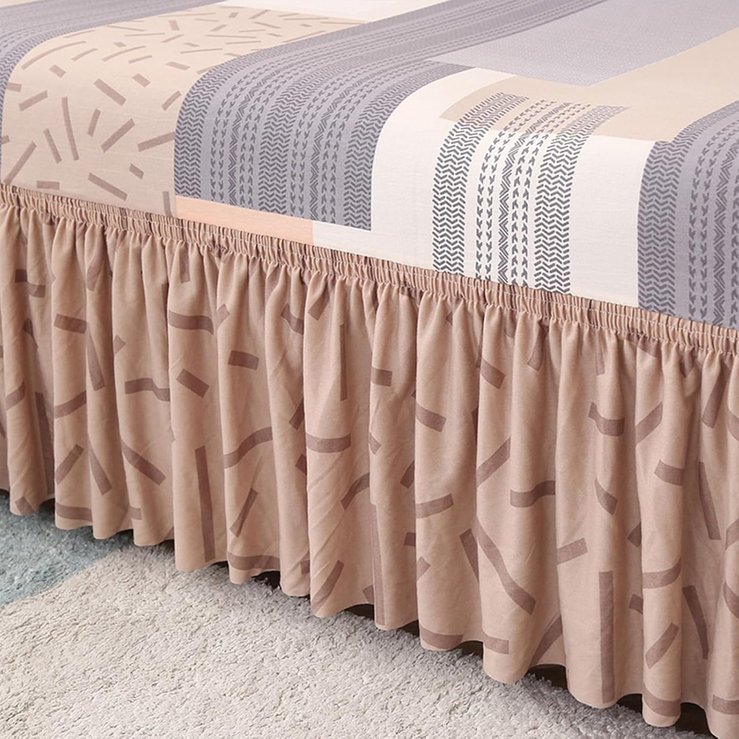 MSAVRWJCE プリントカウチカバー、ユニバーサルハイストレッチソファースリップカバー、スカート付き通気性ソファスリップカバー、