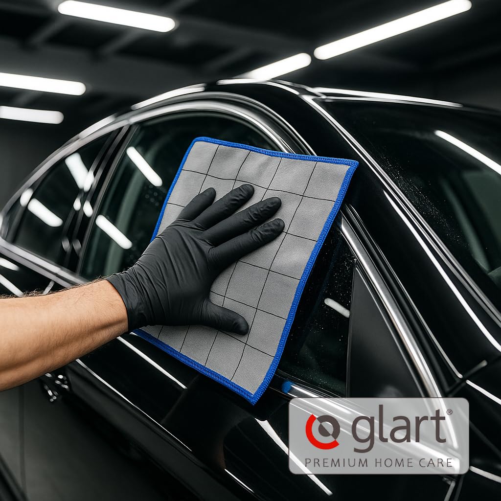 Glart 44C4R - 4 panni in carbonio, per la pulizia delle finestre, in carbonio, per auto, in microfibra, senza strisce e strisce, senza pelucchi, 50 x 40 cm, 400 g/m²
