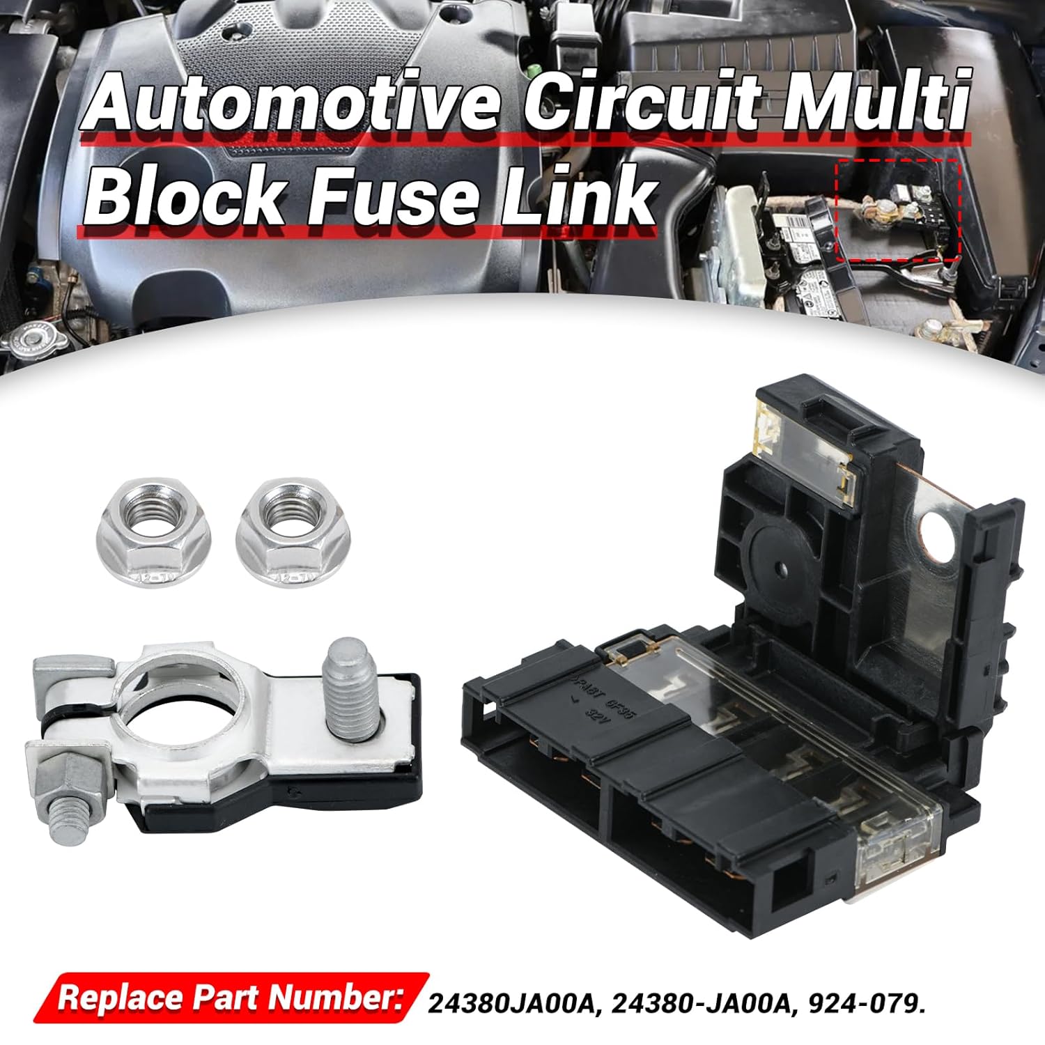 24380-JA00A Fusible Fuselink Fuse Combos Compatible with Nissan Altima 2007-2012 Maxima 2009-2014 Murano 2009-2014 Positive Battery Fuse Terminal Replace 924-079 24380JA00A