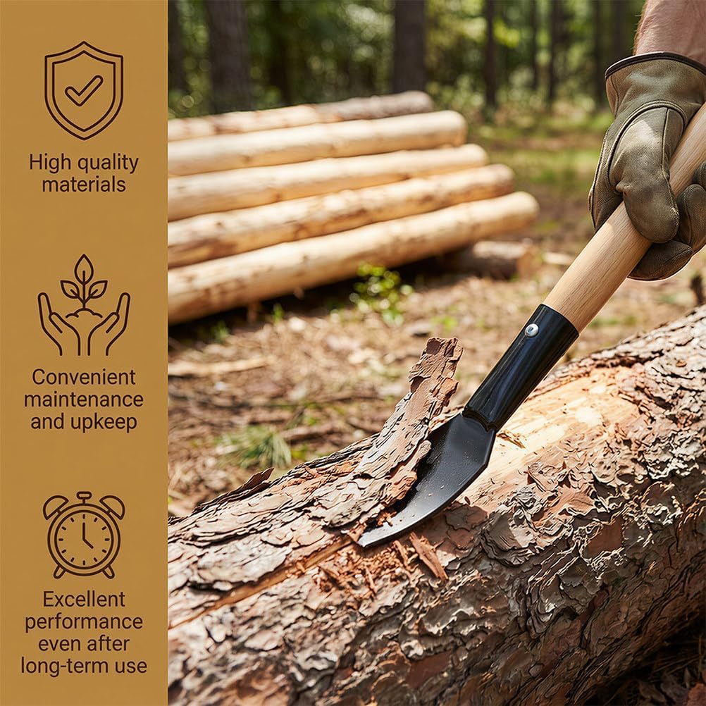 2PACK Felled Bark Spud Debarking Tool, Wood Handle Log Peeler Bark Removal Tool with 8" x 2" Blade, Heavy Duty Bark Spud 25 Inch, with Comfortable Wooden Handle, for Logs Without Damaging Wood