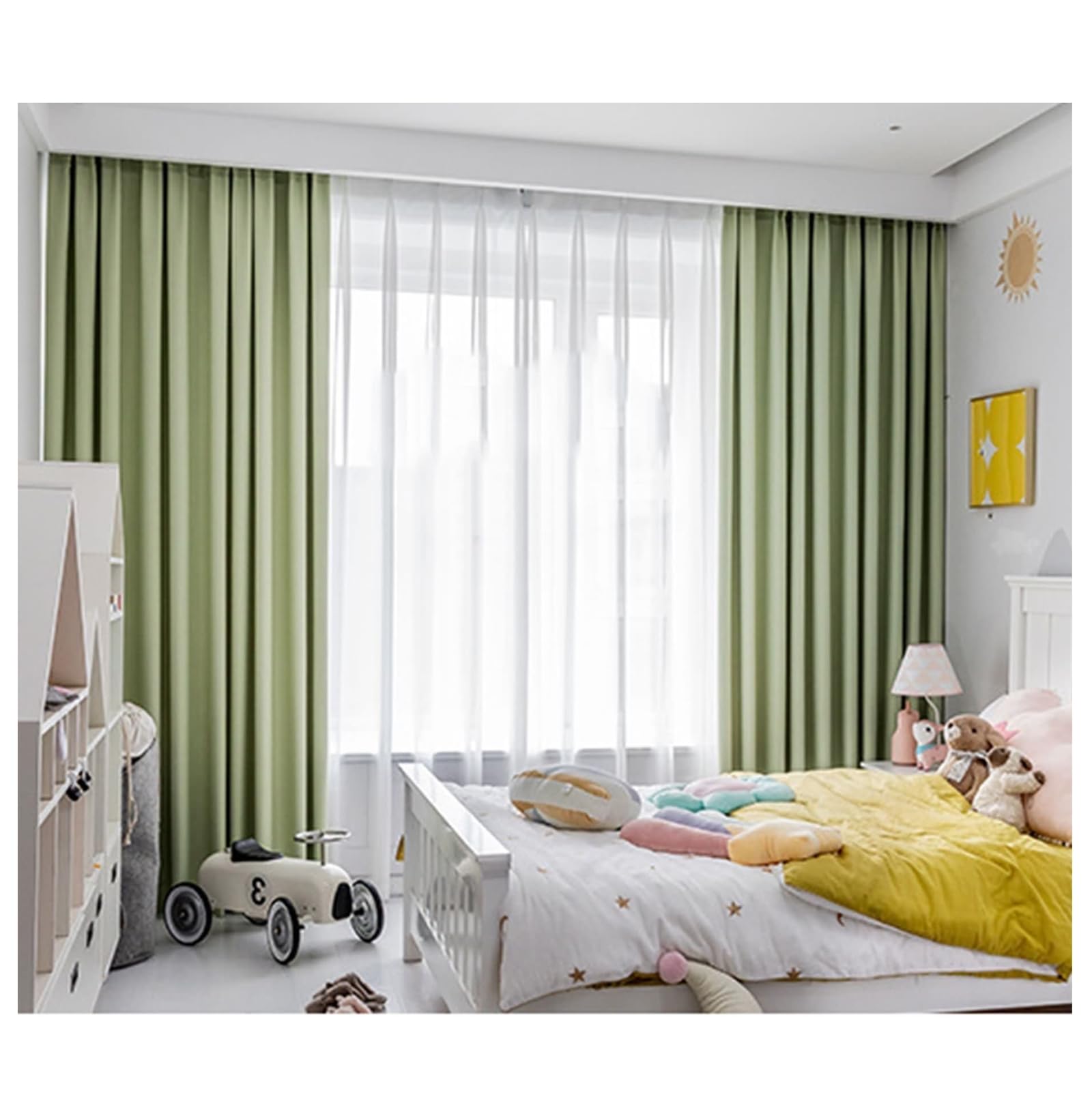 Rideaux occultants vert clair lot de 2 aspect satiné 102x244cm Beydodo