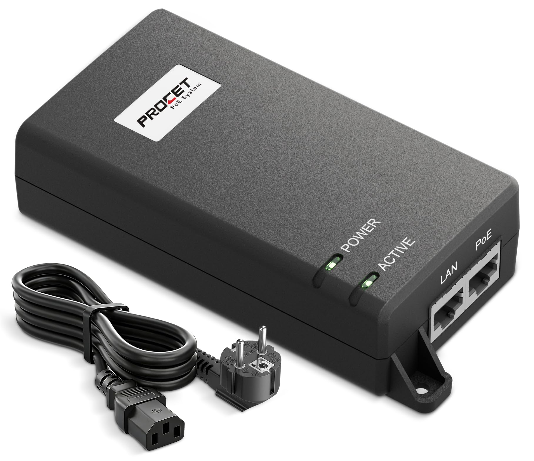 PROCET Zasilacz PoE 5 Gigabit 55V 30W, zgodny ze standardem IEEE802.3AT, zasilacz PoE+ do urządzeń eero PoE 6/7, UniFi U7 Pro, U6 Enterprise,Cisco Wireless AP, G5/G6 Pro AI Turret kamer IP