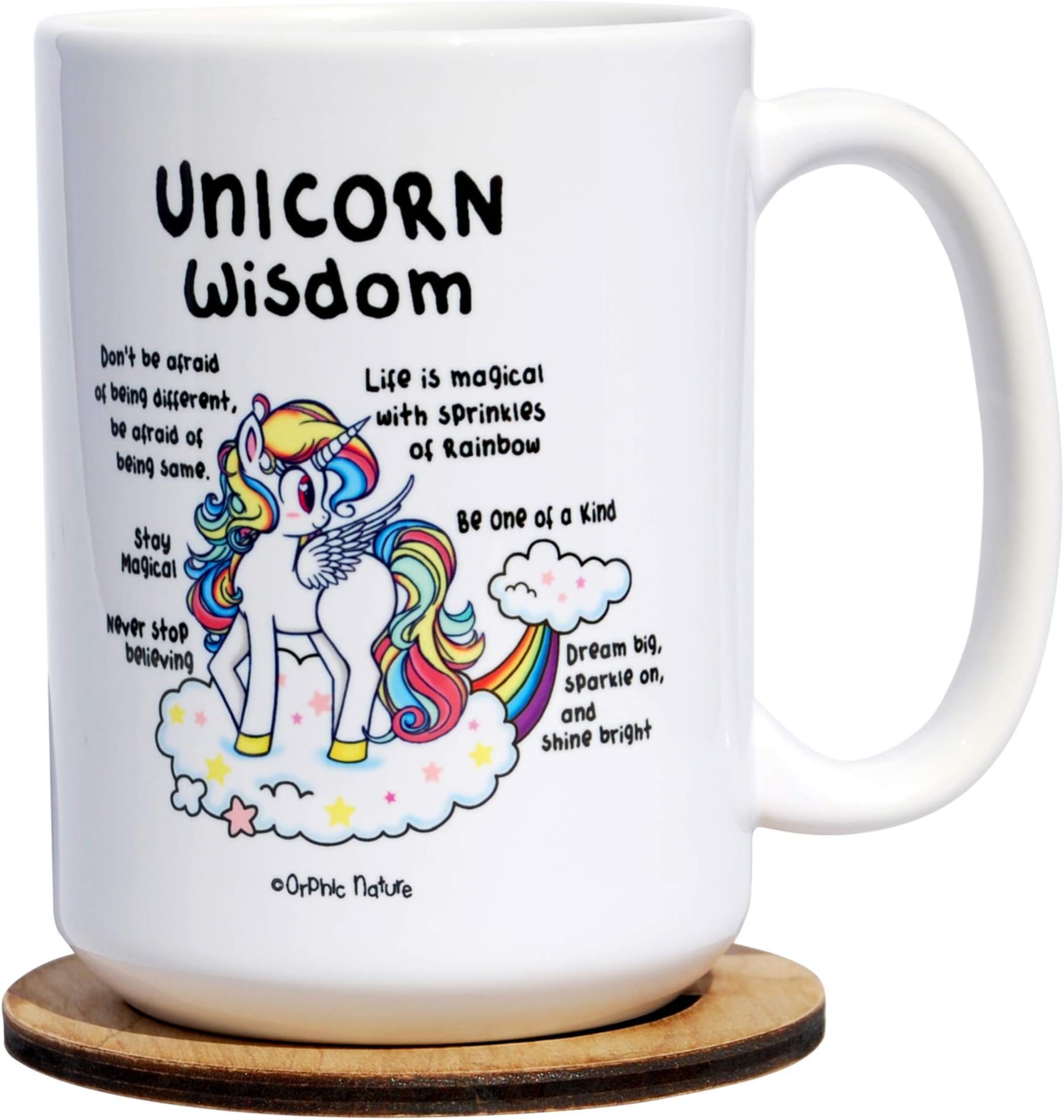 Funny Mug and Coaster Set - Unicorn Wisdom - 15 ounce Inspirational Unicorn Mug for any Magical Occasions. HD Quality Print Mug. Laugh with Friends, Family and Coworkers. Feel the Rainbow and Sparkle.