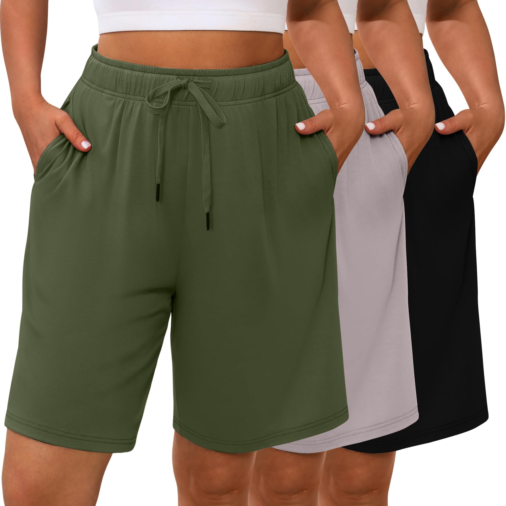 Evervibe 3 Pack Women's Plus Size Bermuda Shorts