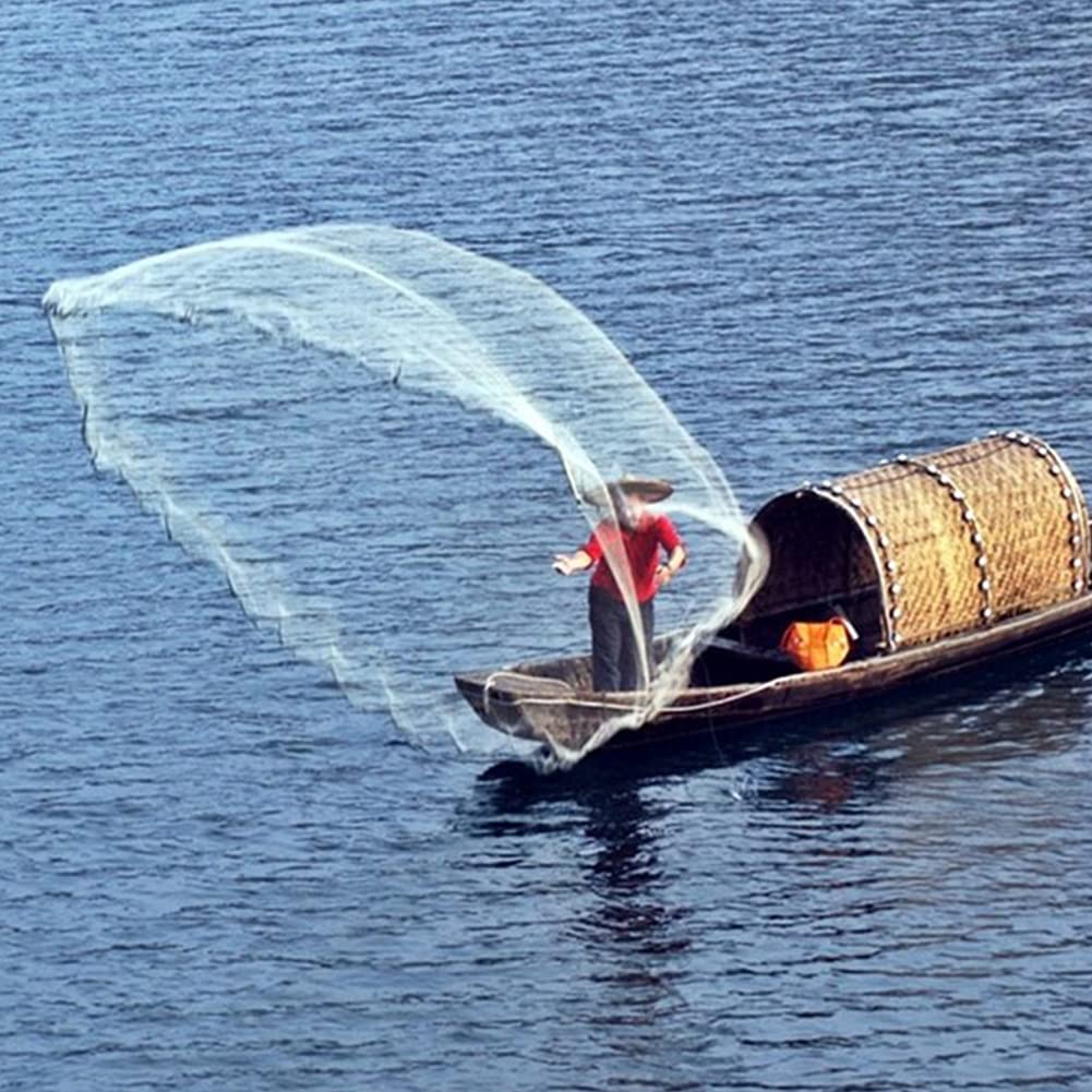Red de pesca de lanzamiento a mano, 8 pies, 10 pies, 11 pies, 13 pies de altura, tamaño de malla de 3/5 pulgadas, red de pesca de material de nailon para peces trampa de cebo