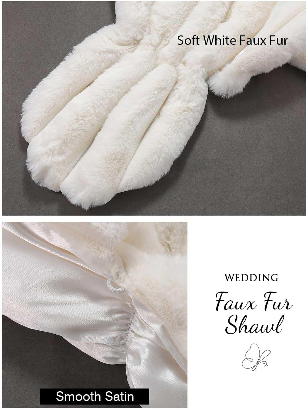 GORAIS Women Wedding Faux Fur Shawl and Wrap Bridal Winter Fur Stole Shrug for Brides and Bridesmaids - Image 3