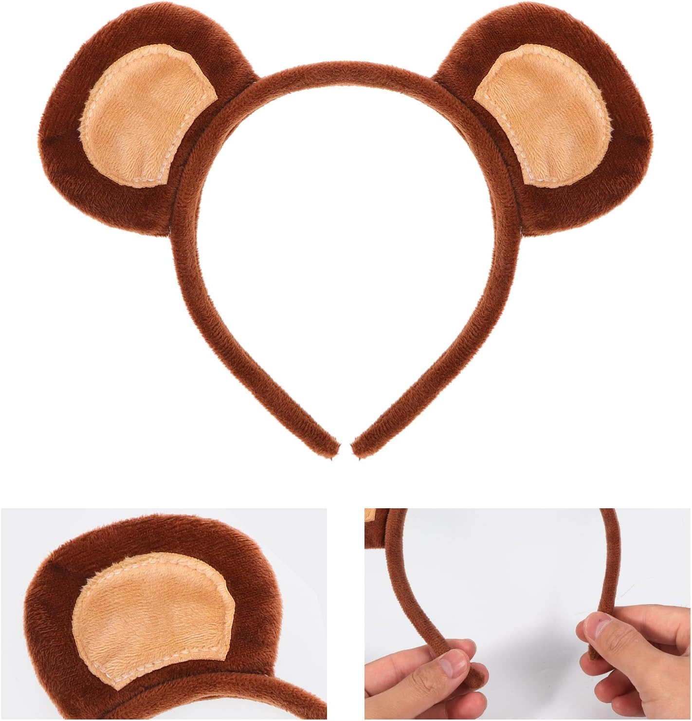 XEPST Animal Monkey Costume Set, Monkey Ears and Tail Set with Ears Headband and Tail for Animal Costume Cosplay Birthday Party Accessories World Book Day Halloween Fancy Dress Party Supplies - Image 4