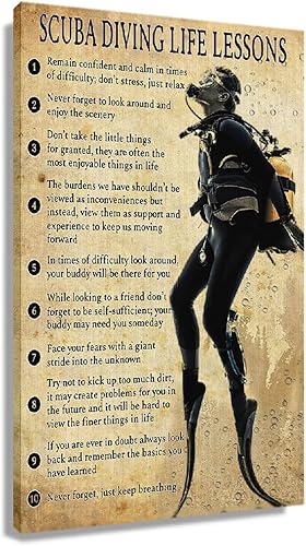 Póster vintage de buceo con citas en lienzo, impresiones artísticas de pared, cuadros modernos y positivos motivacionales para decoración de aula,