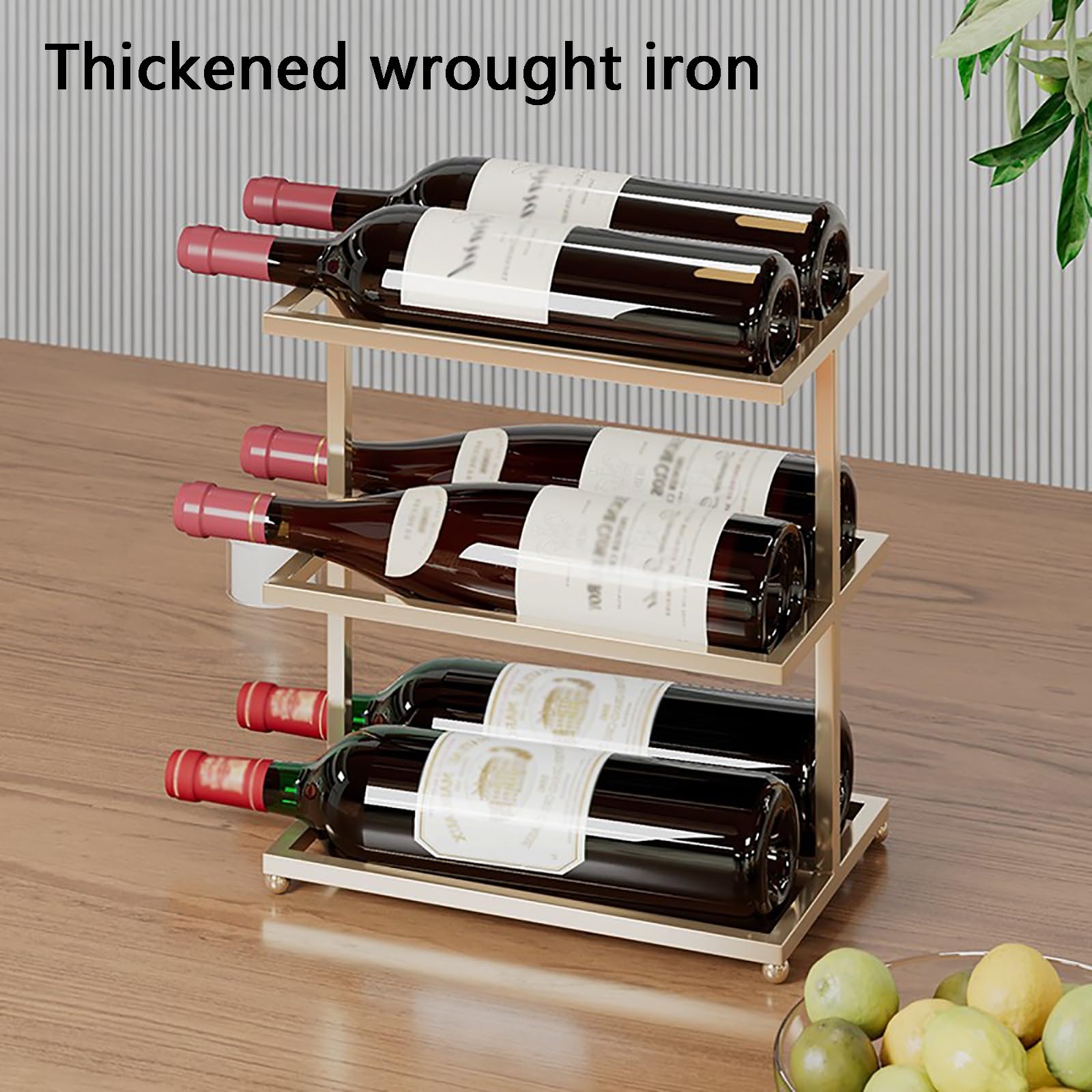 Weinregal, 3-stufiges Weinregal, kein Zusammenbau erforderlich, for Küchen(Brown)