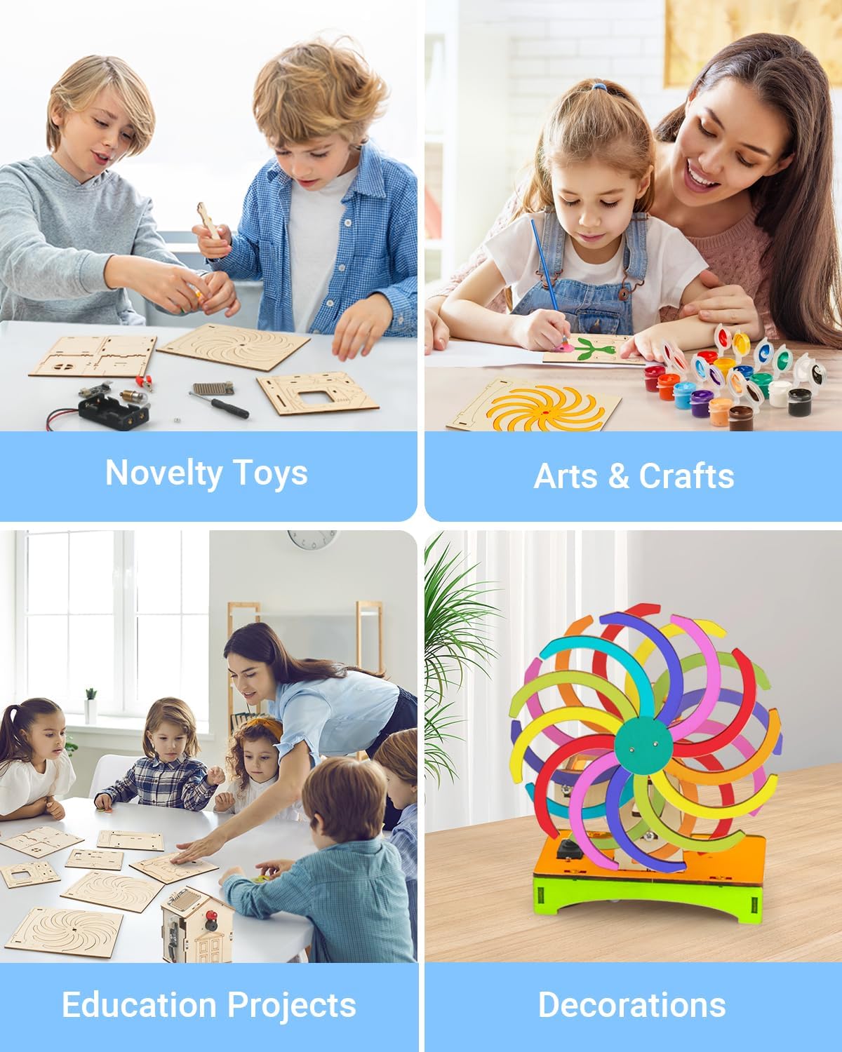 Poraxy 5 in 1 STEM Kits for Kids Age 8-10, Wooden 3D Puzzles, Arts Crafts Science Kits for 8-12, Educational Projects Building Toys, Birthday Gifts for Boys and Girls 7 8 9 10 11 12 13 14 Years Old